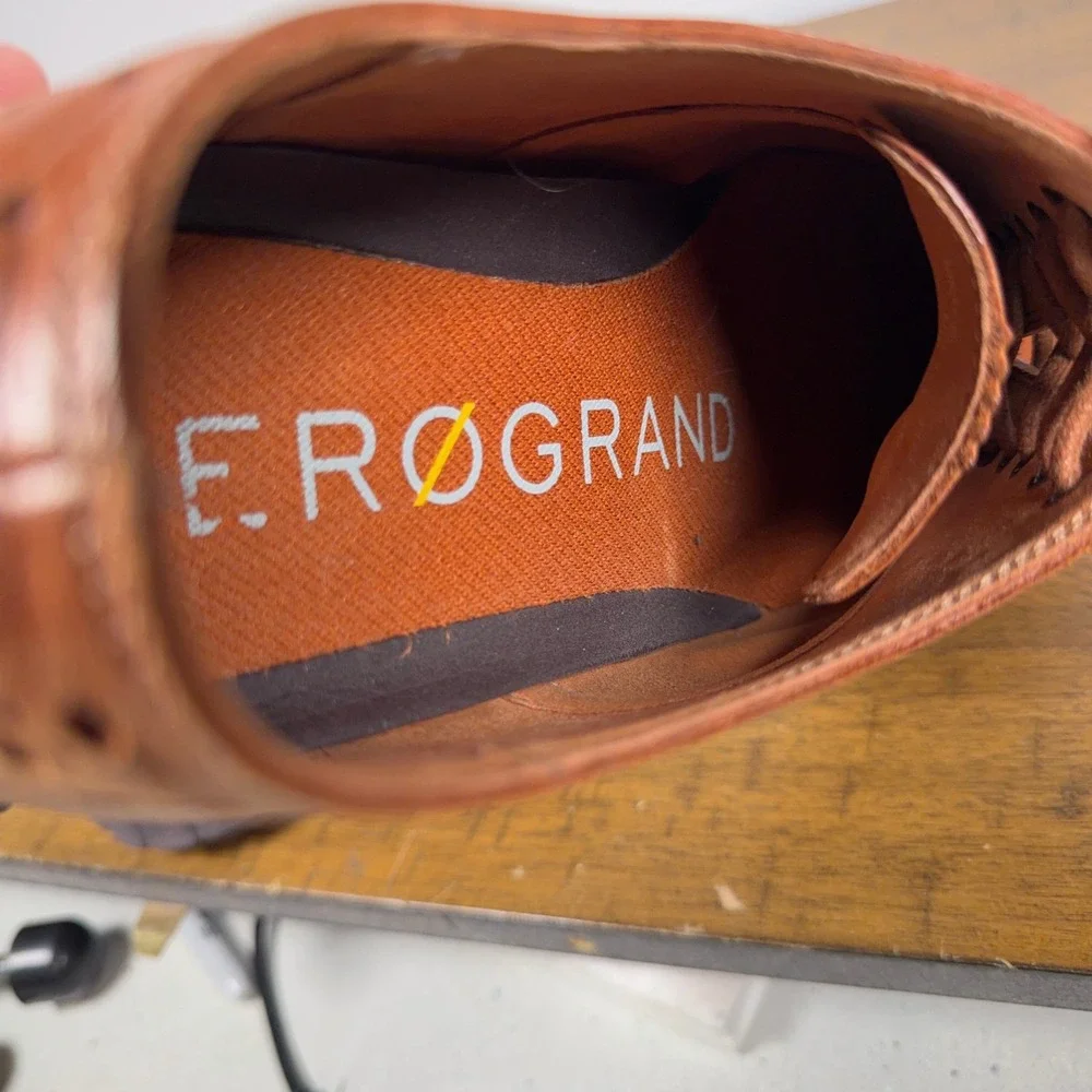 Cole Haan Shoes Men 11M Brown British Tan ZEROGRAND Wingtip Oxford Leather Dress